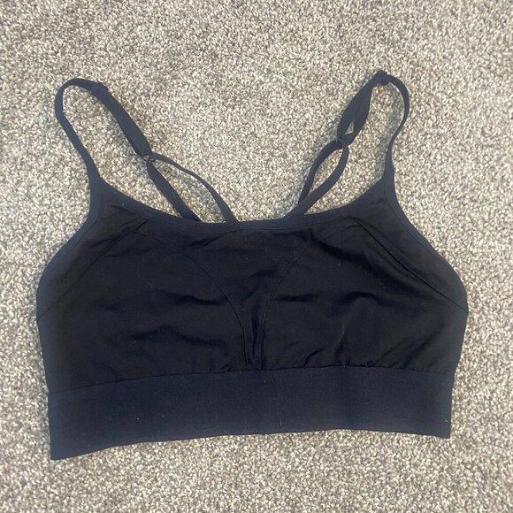 VS‎ Pink Bralette Black Athletic Cross Back Sports Bra Women's Size Small - Picture 1 of 3